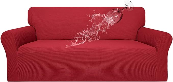Easy-Going 100% Waterproof Couch Cover, Dual Waterproof Sofa Cover, Stretch Jacquard Sofa Slipcover, Leakproof Furniture Protector for Kids, Pets, Dog and Cat (Sofa, Christmas Red)