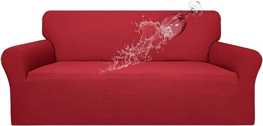 Easy-Going 100% Waterproof Couch Cover, Dual Waterproof Sofa Cover, Stretch Jacquard Sofa Slipcover, Leakproof Furniture Protector for Kids, Pets, Dog and Cat (Sofa, Christmas Red)