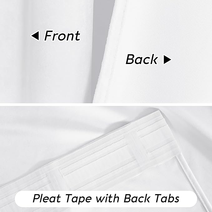 RYB HOME White Velvet Curtains 102 inches with Hook Belt, Soft Fabric Room Darkening Thermal Insulated Luxurious Home Decor Curtains for Living Room Bedroom, W 52" x L 102", 2 Panels Set