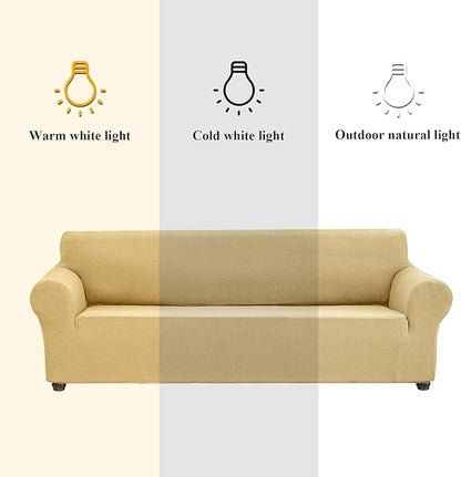 Joccun Stretch Sofa Cover for 2 Cushion Couch, Water Repellent Slipcover Protector, Washable Polyester Spandex Furniture Cover for Living Room, Pets (Champagne)