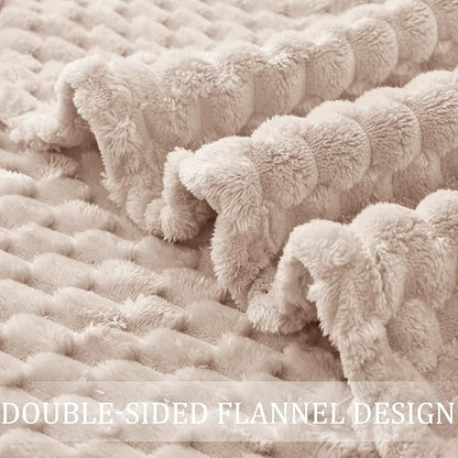 Exclusivo Mezcla Fleece California King Blanket for Bed, Oversized Fuzzy Camel Bed Blankets, Soft Cozy Plush Sofa Throws for All Seasons, 120x120 Inches