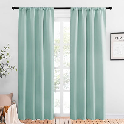 NICETOWN Blackout Curtains for Living Curtains, Aqua Blue, 2 Panels, 42 by 84, Room Darkening Window Curtain Panels, Easy-Care Solid Thermal Insulated Draperies/Drapes for Daughter Room