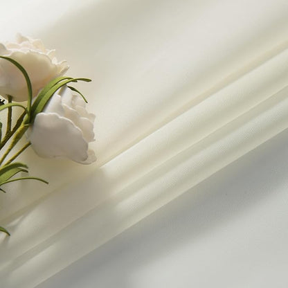 SpaceDresser Basic Rod Pocket Sheer Voile Window Curtain Panels Ivory 1 Pair 2 Panels 26 Width 40 Inch Long for Kitchen Bedroom Children Living Room Yard（Ivory，26Wx 40L）