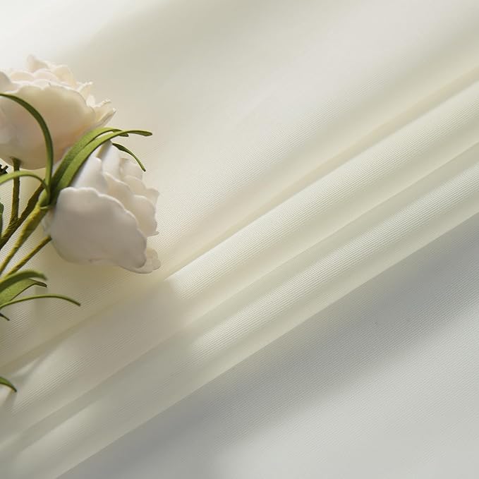 SpaceDresser Basic Rod Pocket Sheer Voile Window Curtain Panels Ivory 1 Pair 2 Panels 26 Width 30 Inch Long for Kitchen Bedroom Children Living Room Yard(Ivory,26 W x 30 L)