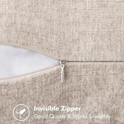 MIULEE Pack of 2 Couch Throw Pillow Covers 18x18 Inch Natural Beige Farmhouse Decorative Pillow Covers with Stitched Edge Taupe Soft Chenille Solid Dyed Pillow Covers for Sofa Bed Living Room