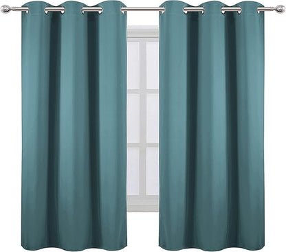 LEMOMO Sea Teal Blackout Curtains 40 x 63 Inch Length/Set of 2 Curtain Panels/Thermal Insulated Room Darkening Blackout Curtains for Bedroom