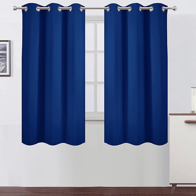 LEMOMO Blackout Curtains 40 x 63 inch/Royal Blue Curtains Set of 2 Panels/Thermal Insulated Room Darkening Bedroom Curtains
