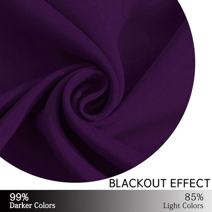 Yakamok Blackout Curtains Room Darkening Thermal Insulated Grommet top Window Curtains for Living Room, 38 x 72 Inch, Purple, Set of 2