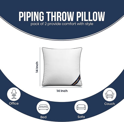 Utopia Bedding Throw Pillow Inserts (Pack of 2, White), 14 x 14 Inches Decorative Indoor Pillows for Sofa, Bed, Couch, Cushion Sham Stuffer