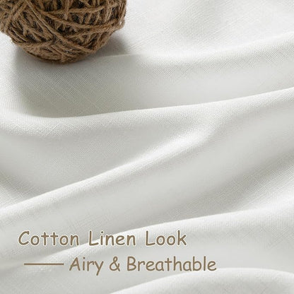 Extra Wide 100 Inch Linen Curtains for Living Room Divider Light Filtering Semi Sheer Back Tab Patio Curtains for Sliding Door Off White Coastal Decor Sunroom Floor to Ceiling Window Curtain 100x84