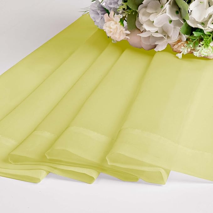 OWENIE Short Lemon Sheer Curtains 36 Inch Length 2 Panels Set, Kitchen Tiers Curtains Light Filter Rod Pocket Voile Cafe Curtain for Basement Bathroom Small Half Window, 42" W x 36" L, Lemon