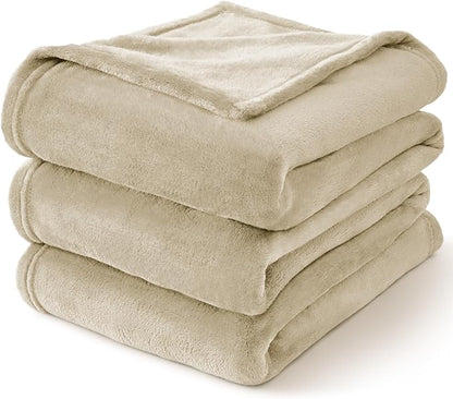 BEDELITE Fleece Blanket Linen Throw Blankets for Couch & Bed, Luxury Plush Cozy Fuzzy Blanket 50" x 60", Super Soft Warm Lightweight Throw Blanket for Travel Camping