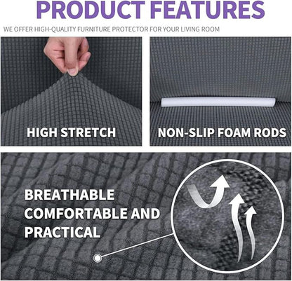 ZNSAYOTX Stretch Oversized Couch Cover Universal Sofa Covers for Living Room Dogs Pet Furniture Protector Spandex Extra Large Sofa Slipcovers with Anti Slip Foam Sticks (Dark Grey, XL Sofa)