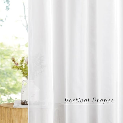 NICETOWN Sheer Window Curtain Panels - Ivory Eyelet Top Solid Voile for Kitchen/Hotel, 2 Pieces, 54 Wide x 84-inch Length