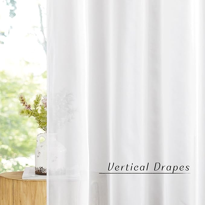 NICETOWN Sheer Curtains 120 inches Length for Windows, Grommet Top Elegant Voile Textured Window Treatment for Sliding Glass Door/Bedroom/Living Room, Ivory, W54 x L120, 1 Pair
