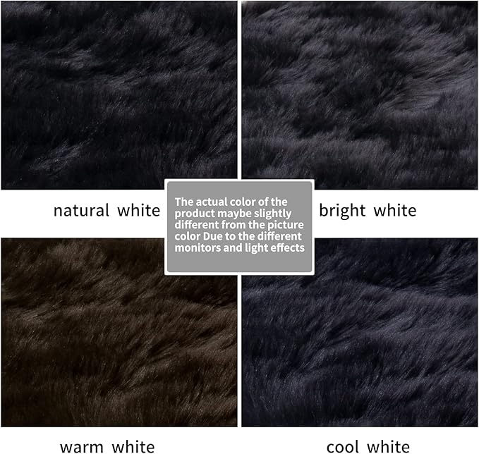 Ciicool Black Fur Fluffy Rug, 2x4 ft Small Faux Fur Rug for Bedroom, Washable Faux Sheepskin Rugs for Sofa Couch Seat Cushion, Thick Shaggy Furry Floor Carpets for Bedside Living Room