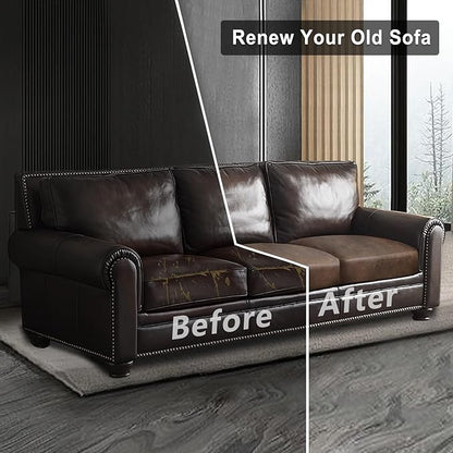 Leather Look Couch Cushion Covers Sofa Seat Slipcovers Sets Couches Furniture Protector for Sectional Armchair Loveseat Pets Kids Stretch Spandex Fabric (3 Cushion XL Sofa, Light Brown)