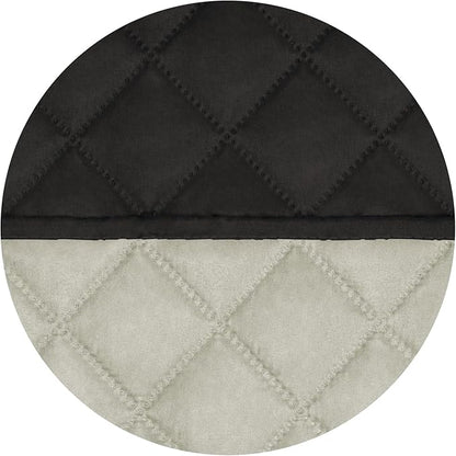 PureFit Reversible Quilted Sofa Cover, Water Resistant Slipcover Furniture Protector, Washable Couch Cover with Non Slip and Elastic Straps for Kids, Dogs, Pets (Oversized Loveseat, Black/Beige)