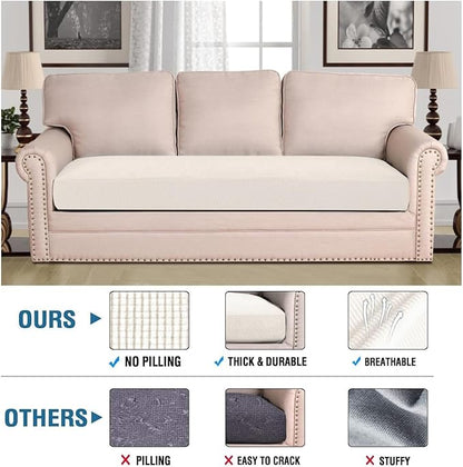 H.VERSAILTEX Super Stretch Individual Seat Cushion Covers Sofa Covers Couch Cushion Covers Slipcover Sets Thick Jacquard Textured Twill Fabric (1 Piece Sofa Cushion Cover, Porcelain White)