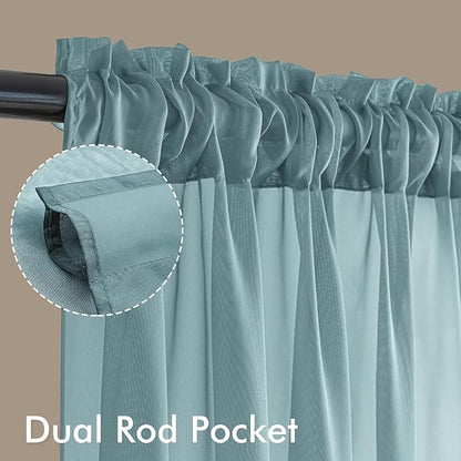 MIULEE Dusty Blue Sheer Curtains 72 Inches Long, 4 Panels Set, Light Filtering Rod Pocket Voile Drapes for Living Room and Bedroom, Airy Soft Fabric Window Treatments, 42 x 72 Inches