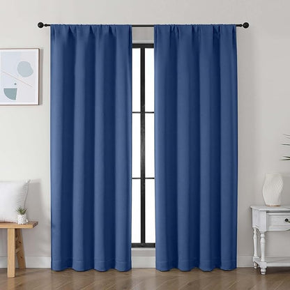 Simplebrand Ava Royal Blue Blackout Curtains for Bedroom 72 Inch Length 2 Panels Set, Privacy Thermal Insulated Rod Pocket Door Window Curtains for Patio French Door Front Door, W40 x L72 Inch