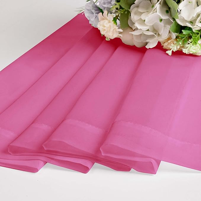 OWENIE Hot Pink Sheer Curtains 84 Inches Long for 2 Panels Set, Solid Light Filtering Voile Sheer Curtains for Living Room Bedroom, Modern Rod Pocket Hot Pink Curtain, 2 Pcs Total 84 Width 84 Long