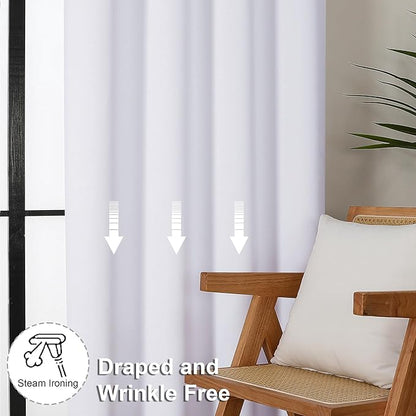 Simplebrand Ava Pure White Curtains for Bedroom 84 Inch Length 2 Panels Set, Solid Light Filtering Thermal Insulated Window Treatment, Soft Casual Rod Pocket Privacy Curtains, W50 x L84 Inch