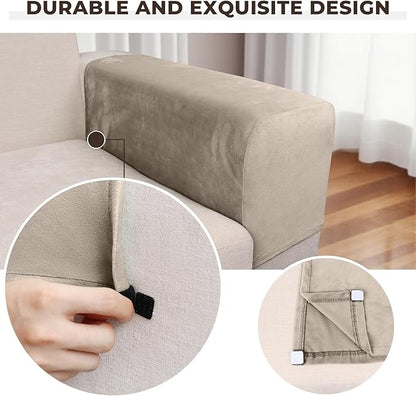 Couch Arm Covers 2 Pcs Sofa Armrest Covers Stretch Couch,Armrest Cover for Chairs Scratch-Resistant Sofa Arm Cover Armchair Slipcovers,Taupe