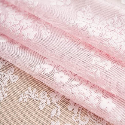 YJ YANJUN Vintage Lace Curtains 84 Inches Long- Pretty Pastel Floral Pink Sheer Curtain Panels for Living Room Girl Bedroom,Light Filtering, Cute Princess Girls Room Drapes 2 Panels 52W x 84L