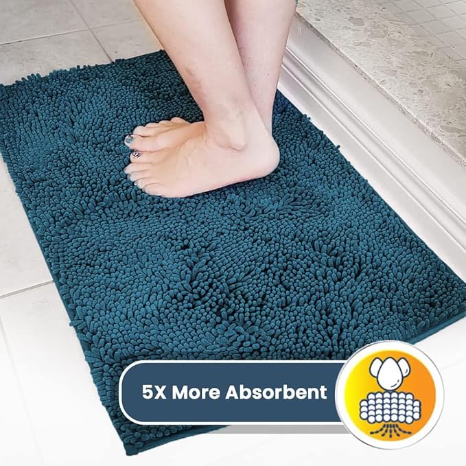 Muddy Mat® | Super Absorbent Door Mat Indoor, Microfiber Quick Dry Chenille Entryway Rug, Non-Slip Front Door Mat, Indoor Mats for Entryway, Machine Washable Pet Rug, Atlantic Blue 35"x24"