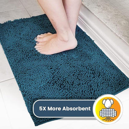 Muddy Mat® | Super Absorbent Door Mat Indoor, Microfiber Quick Dry Chenille Entryway Rug, Non-Slip Front Door Mat, Indoor Mats for Entryway, Machine Washable Pet Rug, Atlantic Blue 59"x35"