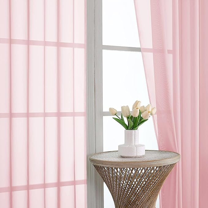 OVZME Blush Pink Bedroom Curtains 2 Panel Sets 90 Inch Length, 59 Inch Extra Wide Light Filtering Light Weight Soft Window Treatment Panels for Study Room Living Room Guest Room, 59Wx90L Inches