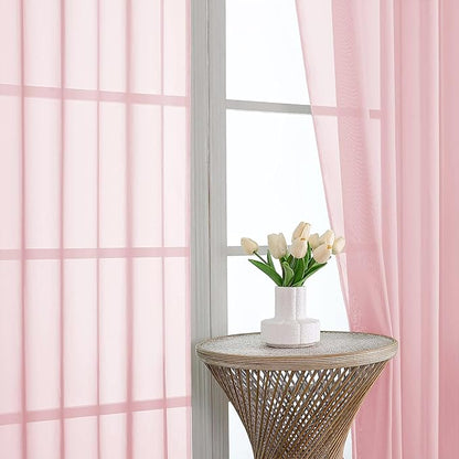 OVZME Blush Pink Bedroom Curtains 2 Panel Sets 90 Inch Length, 59 Inch Extra Wide Light Filtering Light Weight Soft Window Treatment Panels for Study Room Living Room Guest Room, 59Wx90L Inches