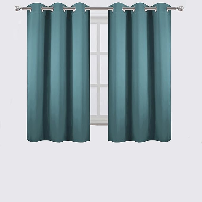 LEMOMO Sea Teal Thermal Blackout Curtains/38 x 54 Inch/Set of 2 Panels Room Darkening Curtains for Bedroom