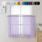 Chyhomenyc Sheer Lilac Tier Curtains 24 Inch Length, Small Window Curtains Treatment for Bathroom Living Room Basement, Short Rod Pocket Cafe Curtain, 42W x 24L Inches, 2 Panels