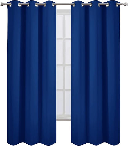 LEMOMO Blackout Curtains 38 x 84 inch/Royal Blue Curtains Set of 2 Panels/Thermal Insulated Room Darkening Bedroom Curtains