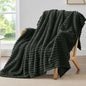 BEDELITE Twin Blanket for Couch & Bed, 300GSM Soft & Warm Fleece Blanket, Decorative and Giftable Striped Charcoal Grey Blankets for Women, Men, 60"x80"