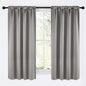 NICETOWN Room Darkening Cafe Satin Curtains for Small Windows, 42" Wide by 63" Long, 2 Panels, Chrome Gray, Rod Pocket Privacy Blackout Drapes for Play Room