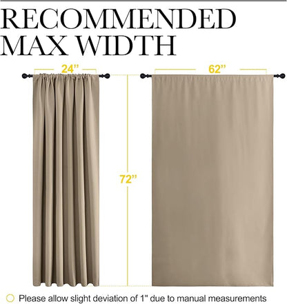 NICETOWN 2 Panels Blackout Curtains, Rod Pocket Window Curtains Room Darkning Drapes for Bedroom/Living Room, Thermal Insulated Solid Draperies for Home Office/Study, 62 by 72-Inch, Soft Taupe