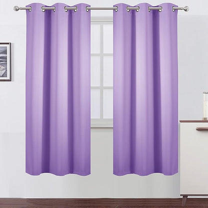 LEMOMO Lavender Thermal Blackout Curtains/42 x 72 Inch/Set of 2 Panels Room Darkening Curtains for Bedroom