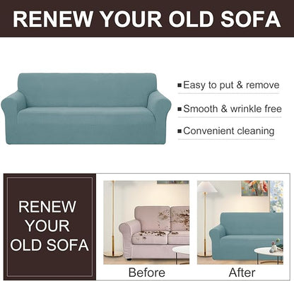 U-NICE HOME Loveseat Cover Stretch Couch Cover Sofa Cover Sofa Slipcover Furniture Protector for 2 Cushion Couch Sofa Pet Friendly(Loveseat, Light Blue)