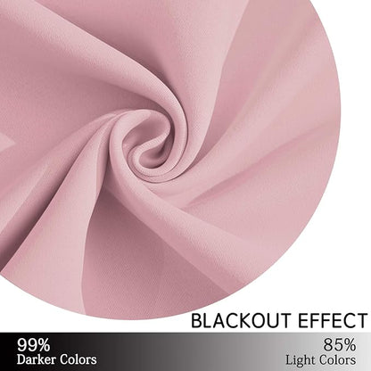 Yakamok Light Blocking Window Blackout Curtains Thermal Insulated Room Darkening Drapes for Bedroom,Solid Grommet Top Window Panels, 38x84 Inch, Pink, One Pair