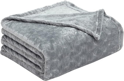 TOONOW Fleece Blanket Super Soft Cozy Throw Blanket 50" x 60", Lightweight Fuzzy Comfy Textured Flannel Blanket Warm Plush Throw Blankets for Couch, Sofa, Bed, Light Grey