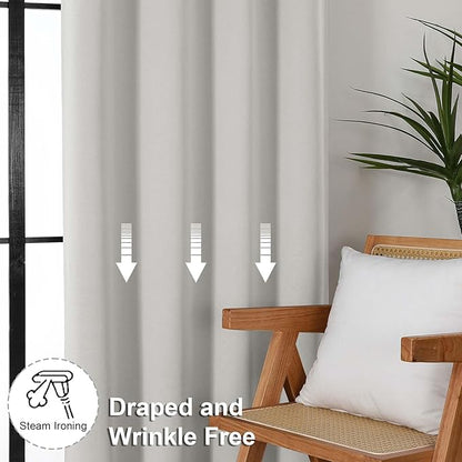 Simplebrand Ava Natural Short 36 Inches Blackout Curtain 2 Panels Set, Half Window Rod Pocket Privacy Curtain Tiers for Kitchen, Curtains Blackout for Bathroom Shades, W40 x L36 Inch, Natural