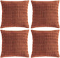 Fancy Homi 4 Packs Rust Decorative Throw Pillow Covers 26x26 Inch for Living Room Couch Bed Sofa, Terracotta Rustic Farmhouse Boho Home Decor, Soft Plush Striped Corduroy Square Cushion Case 66x66 cm