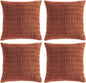 Fancy Homi 4 Packs Rust Decorative Throw Pillow Covers 16x16 Inch for Living Room Couch Bed Sofa, Terracotta Rustic Farmhouse Boho Home Decor, Soft Plush Striped Corduroy Square Cushion Case 40x40 cm