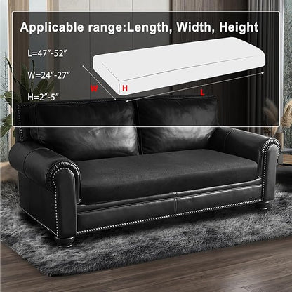 Leather Look Couch Cushion Covers Sofa Seat Slipcovers Sets Couches Furniture Protector for Sectional Armchair Loveseat Pets Kids Stretch Spandex Fabric (1 Cushion Loveseat, Dark Grey)