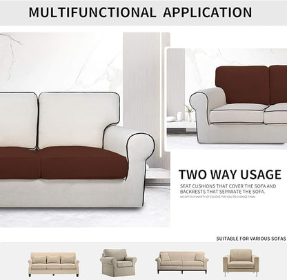 Easy-Going Stretch Cushion Cover Sofa Cushion Furniture Protector Sofa Seat Sofa slipcover Sofa Cover Soft Flexibility with Elastic Bottom(Chair Cushion,Coffee)