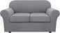 H.VERSAILTEX 3 Piece Stretch Sofa Covers for 2 Cushion Loveseat Couch Covers for Living Room Sofa Slipcovers (Base Cover Plus 2 Seat Cushion Covers) Thicker Jacquard Fabric(Medium Sofa, Dove)