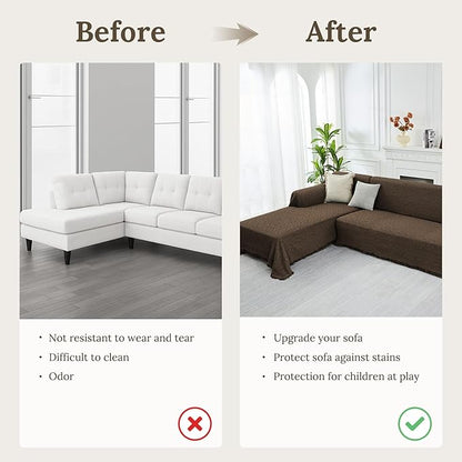 HOMERILLA Sectional Couch Covers for Sectional Sofa L Shaped Sofa Cover Blanket 2 Pieces L Shape Furniture Protector for Pets Dogs (Chocolate, Large)